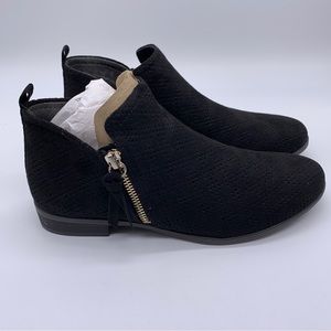 Dr Scholls Boots Women 8M Rate Zip Ankle Booties Heels Perforated Black Fabric